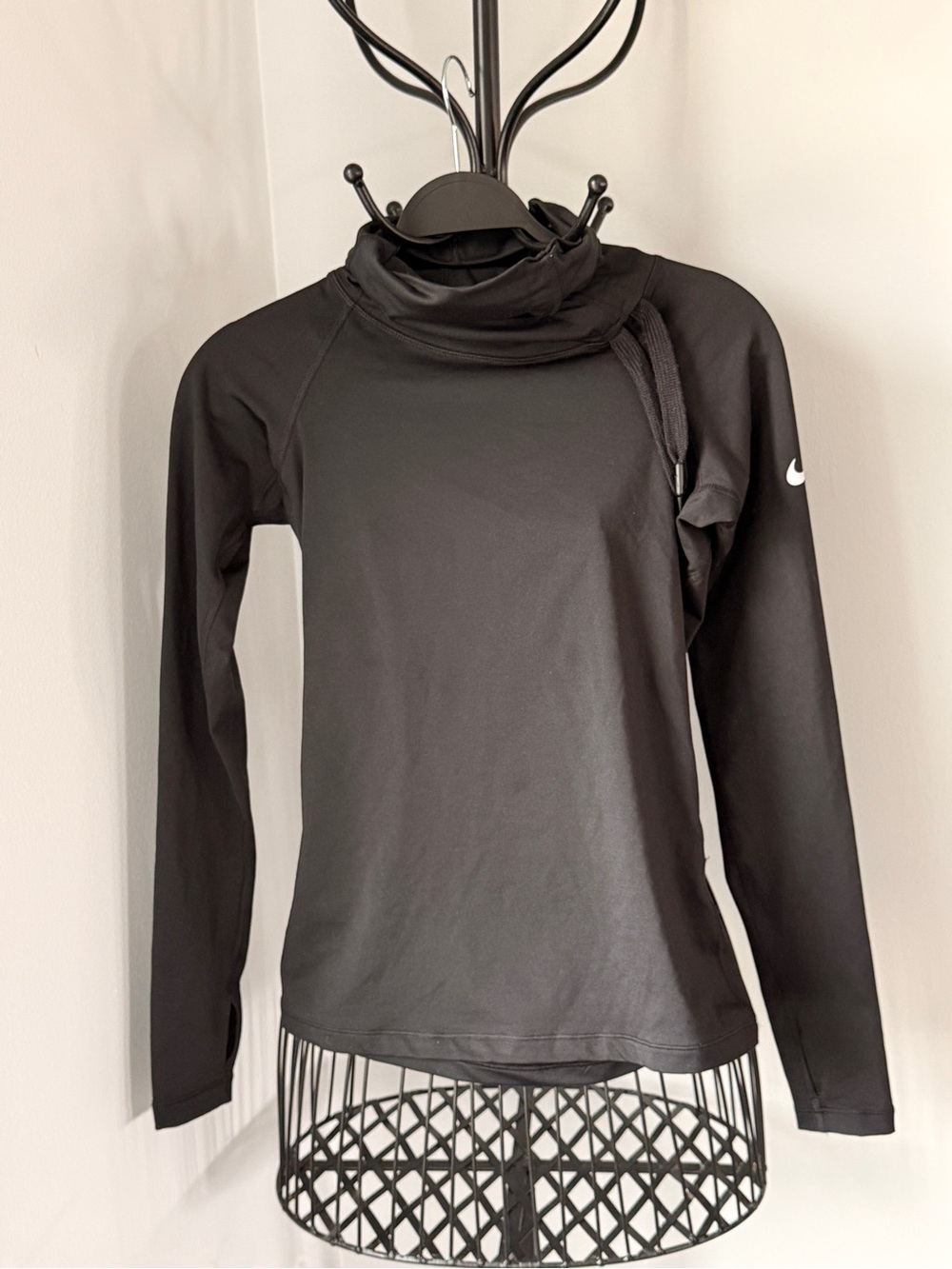 Nike Black Funnel Neck Long Sleeve Top
